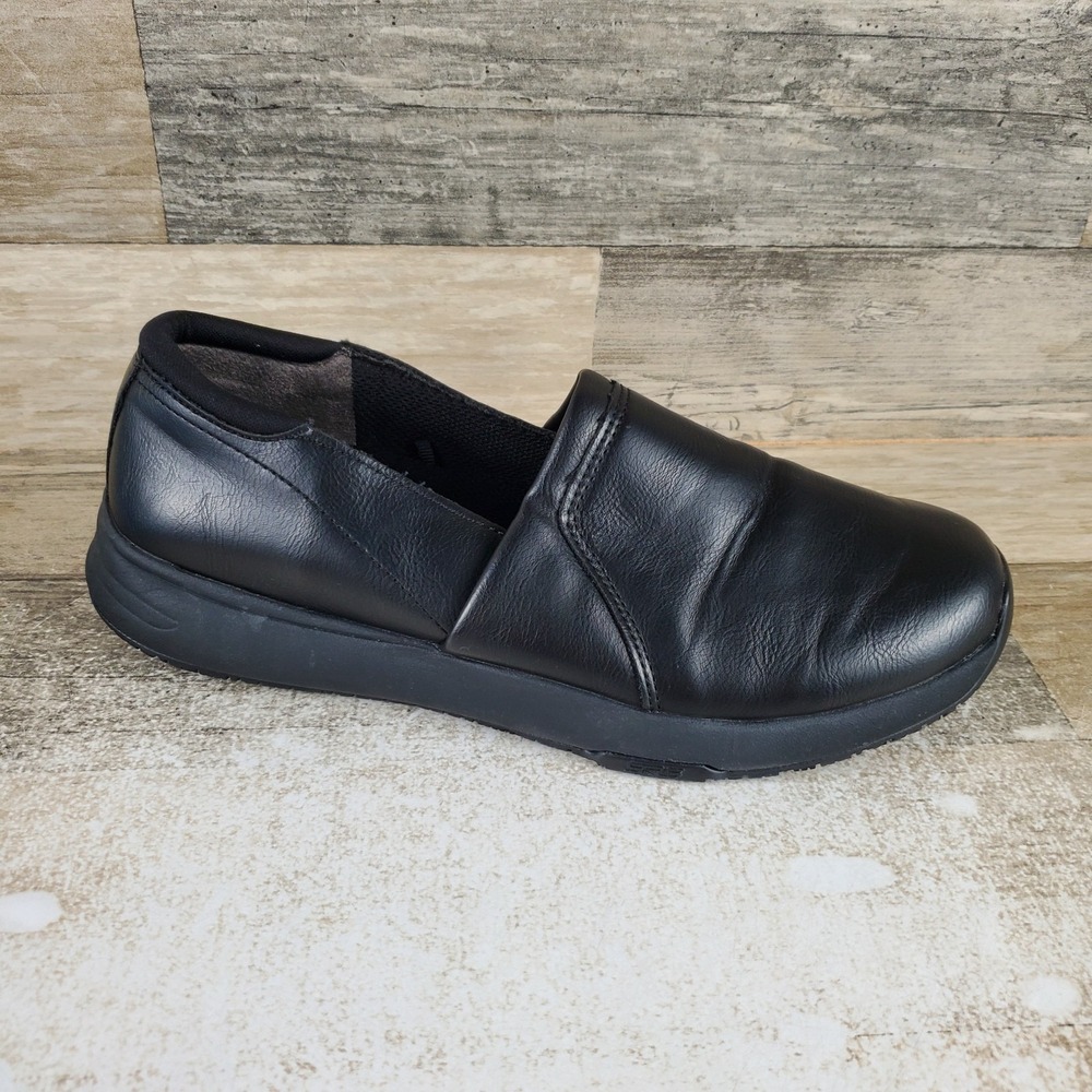 Dr Scholls Dive in Womens Work Shoes Sz 8 W Comfort Black Faux Leather Slip On